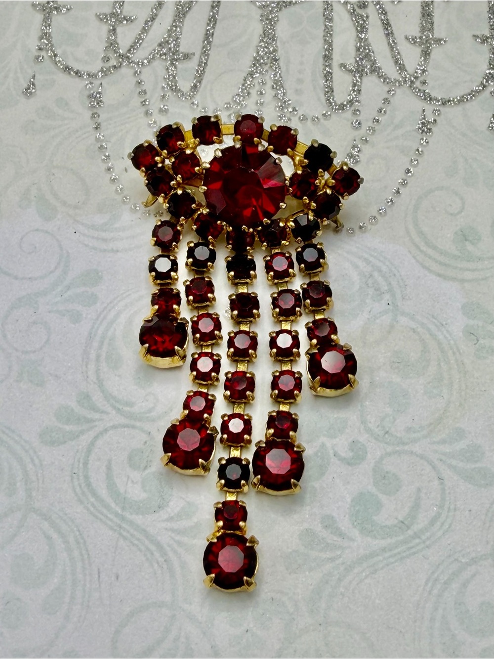 Vintage Ruby Revival Brooch #cz618
